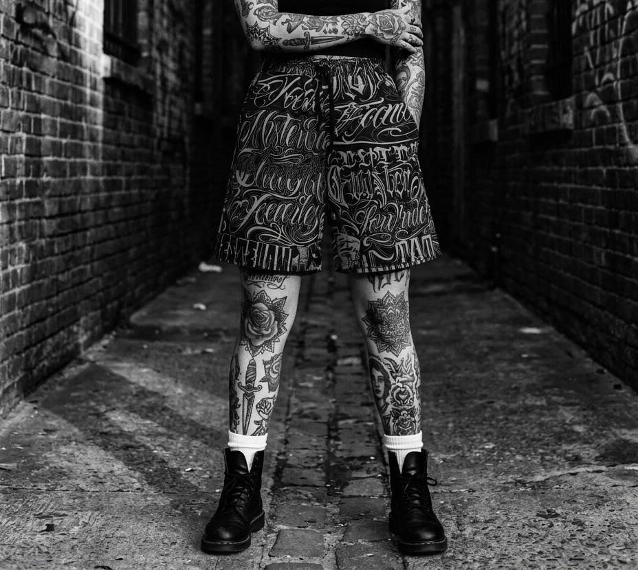 Gothic Calligraphy Shorts gallery 4